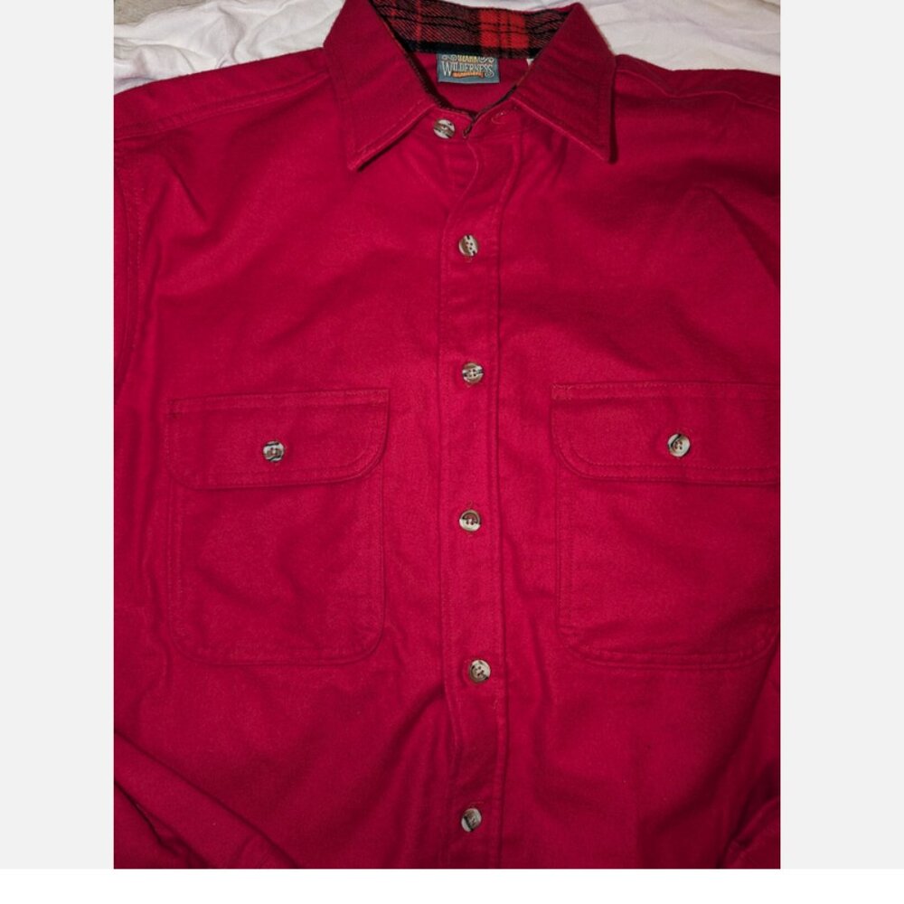 Vintage Ozark Wilderness Outfitters Mens L Red Button Front Jacket Flannel